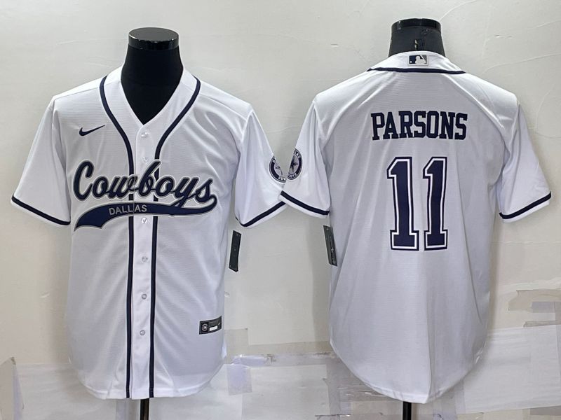 Men Dallas Cowboys 11 Parsons White Nike Co branded NFL Jersey